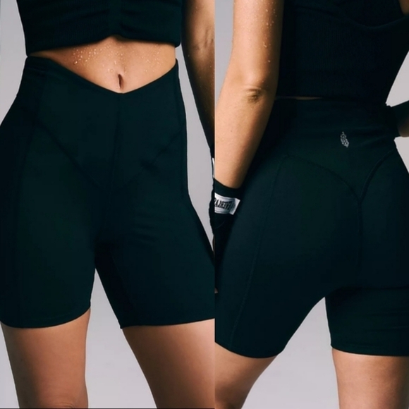 NWOT Free People Line Call Bike Shorts in Black - Picture 1 of 10